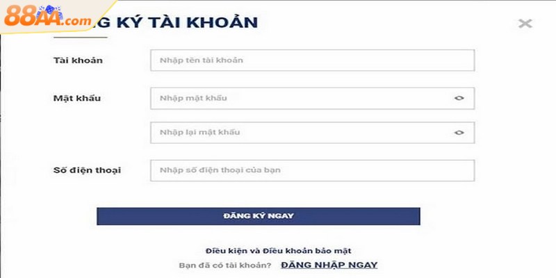 Đăng ký 88aa đơn giản với 3 bước thao tác cực kỳ nhanh chóng